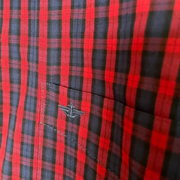 Dockers Mens Button Down Shirt Red Blue Plaid Casual Shirt 2XL u - Picture 5 of 10